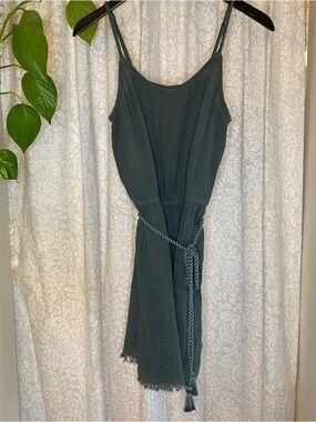 aerie Dark Teal Mini Dress with Rope Waist Tie
